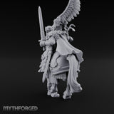 Sword Raised Winged Helm General on Horseback Miniature for Dungeons and Dragons, Pathfinder or other TTRPGs
