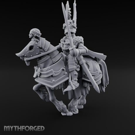 Sword Raised Winged Helm General on Horseback Miniature for Dungeons and Dragons, Pathfinder or other TTRPGs