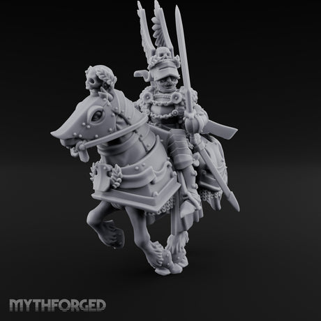 Sword Raised Winged Helm General on Horseback Miniature for Dungeons and Dragons, Pathfinder or other TTRPGs