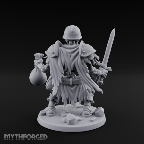 Sword Raising Loot Clutching Skeleton Guard Miniature for Dungeons and Dragons, Pathfinder or other TTRPGs