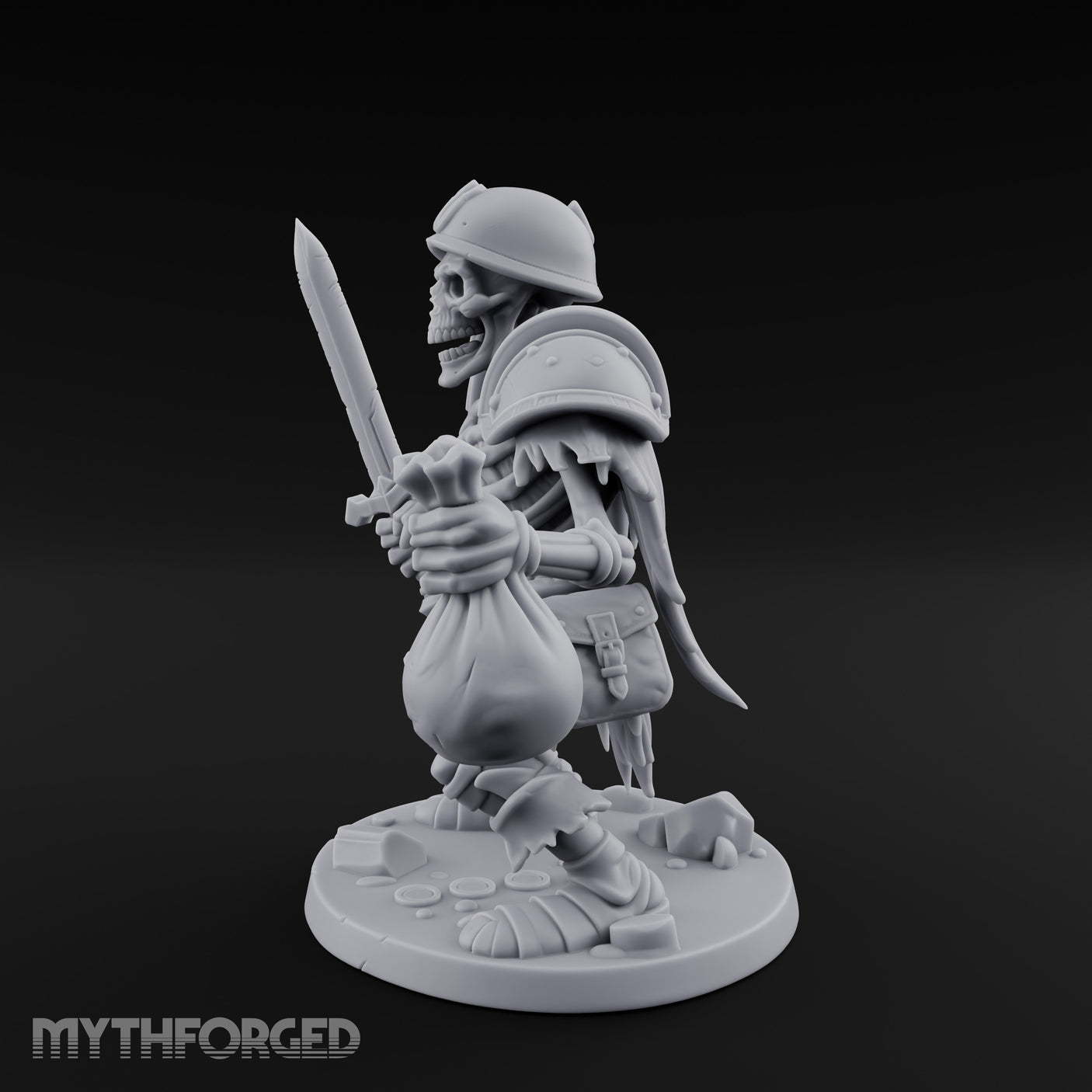 Sword Raising Loot Clutching Skeleton Guard Miniature for Dungeons and Dragons, Pathfinder or other TTRPGs