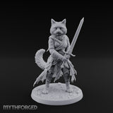 Sword Raising Tabaxi Fighter Miniature for Dungeons and Dragons, Pathfinder or other TTRPGs