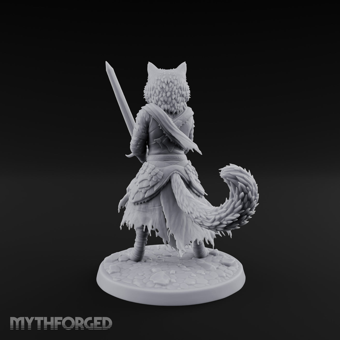 Sword Raising Tabaxi Fighter Miniature for Dungeons and Dragons, Pathfinder or other TTRPGs