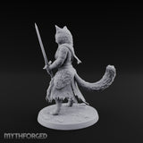 Sword Raising Tabaxi Fighter Miniature for Dungeons and Dragons, Pathfinder or other TTRPGs