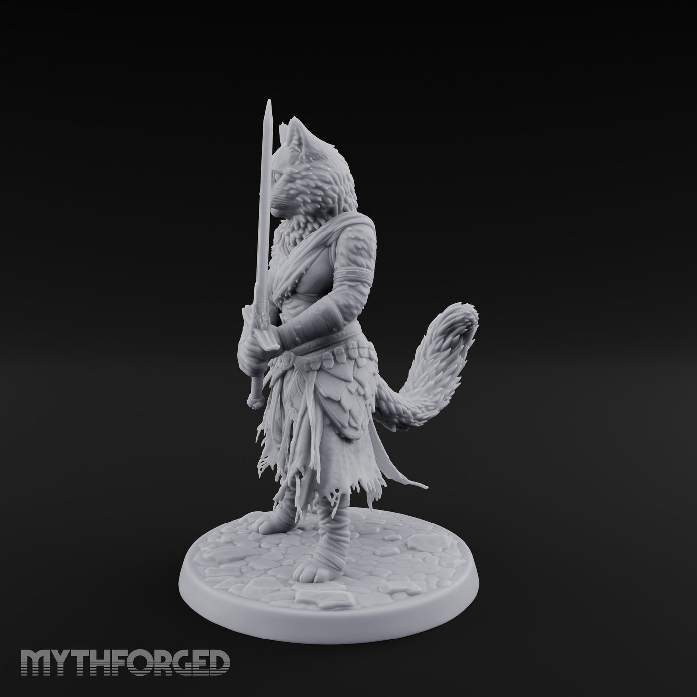 Sword Raising Tabaxi Fighter Miniature for Dungeons and Dragons, Pathfinder or other TTRPGs