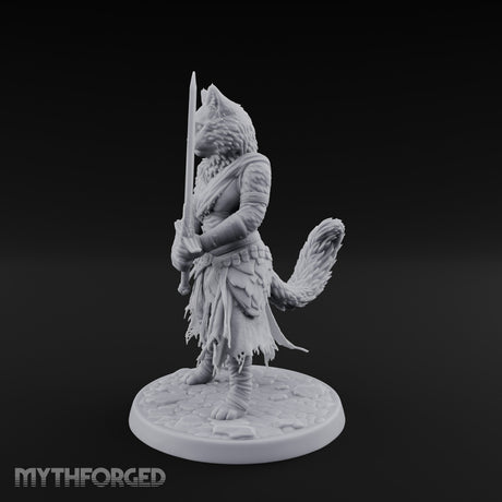 Sword Raising Tabaxi Fighter Miniature for Dungeons and Dragons, Pathfinder or other TTRPGs