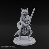 Sword Raising Tabaxi Fighter Miniature for Dungeons and Dragons, Pathfinder or other TTRPGs