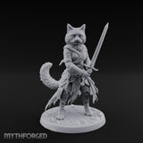 Sword Raising Tabaxi Fighter Miniature for Dungeons and Dragons, Pathfinder or other TTRPGs