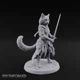 Sword Raising Tabaxi Fighter Miniature for Dungeons and Dragons, Pathfinder or other TTRPGs