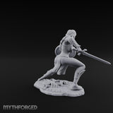 Sword Sweeping Shield Braced Human Barbarian Miniature for Dungeons and Dragons, Pathfinder or other TTRPGs