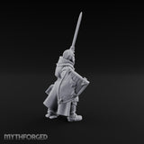 Sword Thrust Shield Braced Human Warrior Miniature for Dungeons and Dragons, Pathfinder or other TTRPGs