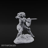Sword Thrusting Shield Ready Human Warrior Miniature for Dungeons and Dragons, Pathfinder or other TTRPGs