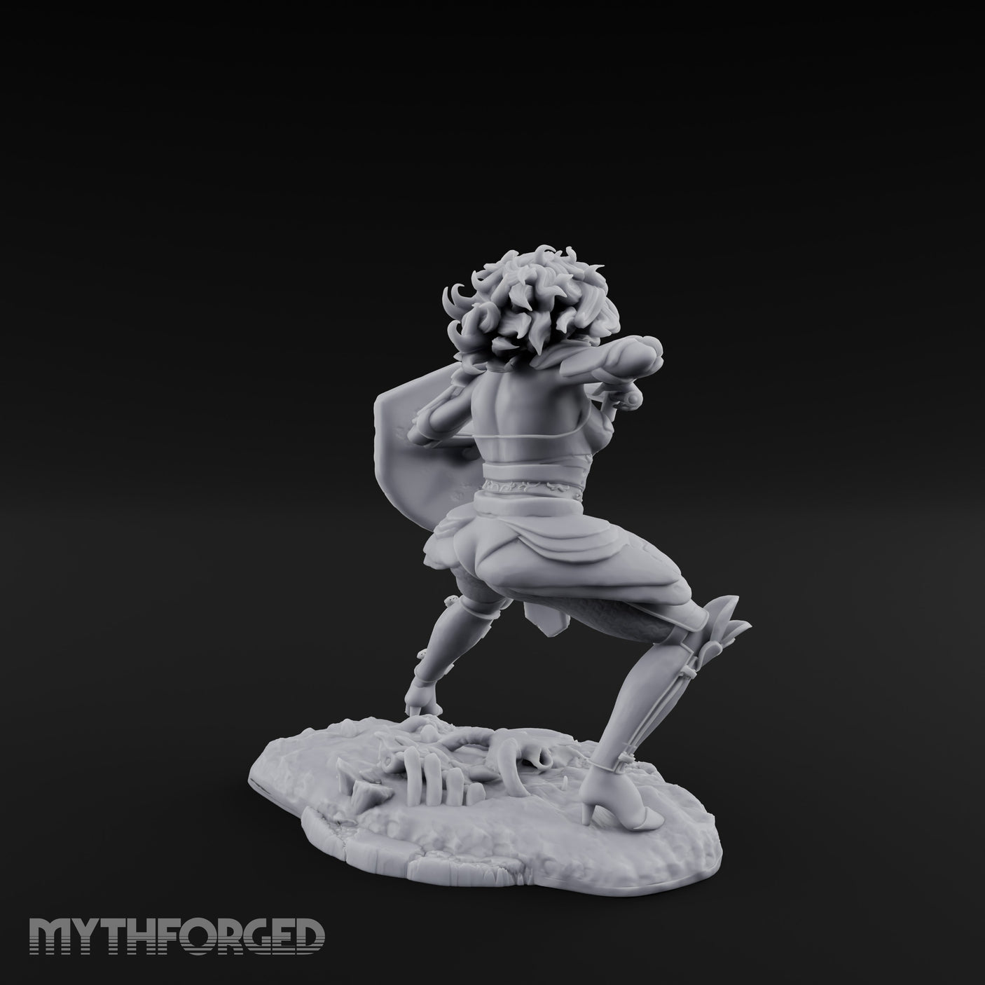 Sword Thrusting Shield Ready Human Warrior Miniature for Dungeons and Dragons, Pathfinder or other TTRPGs