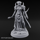 Horned Helm Human Moon Priestess Miniature for Dungeons and Dragons, Pathfinder or other TTRPGs