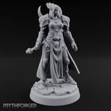 Horned Helm Human Moon Priestess Miniature for Dungeons and Dragons, Pathfinder or other TTRPGs