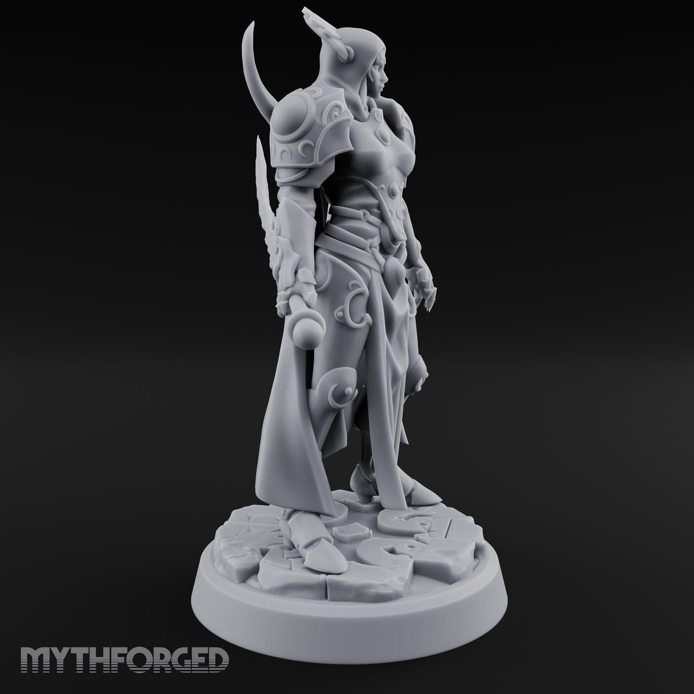 Horned Helm Human Moon Priestess Miniature for Dungeons and Dragons, Pathfinder or other TTRPGs