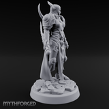 Horned Helm Human Moon Priestess Miniature for Dungeons and Dragons, Pathfinder or other TTRPGs