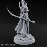 Horned Helm Human Moon Priestess Miniature for Dungeons and Dragons, Pathfinder or other TTRPGs