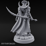 Horned Helm Human Moon Priestess Miniature for Dungeons and Dragons, Pathfinder or other TTRPGs