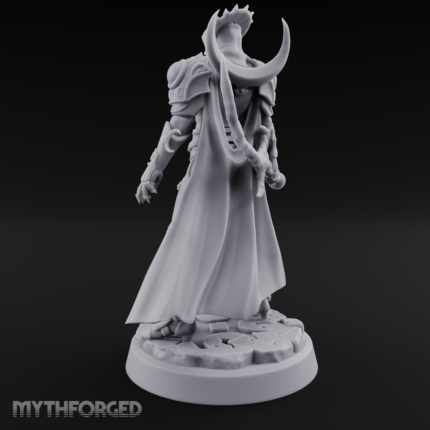 Horned Helm Human Moon Priestess Miniature for Dungeons and Dragons, Pathfinder or other TTRPGs