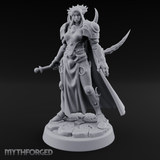 Horned Helm Human Moon Priestess Miniature for Dungeons and Dragons, Pathfinder or other TTRPGs