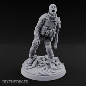 Tactical Vest Snarling Zombie Soldier Miniature for Dungeons and Dragons, Pathfinder or other TTRPGs