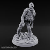 Tactical Vest Snarling Zombie Soldier Miniature for Dungeons and Dragons, Pathfinder or other TTRPGs