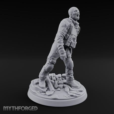 Tactical Vest Snarling Zombie Soldier Miniature for Dungeons and Dragons, Pathfinder or other TTRPGs