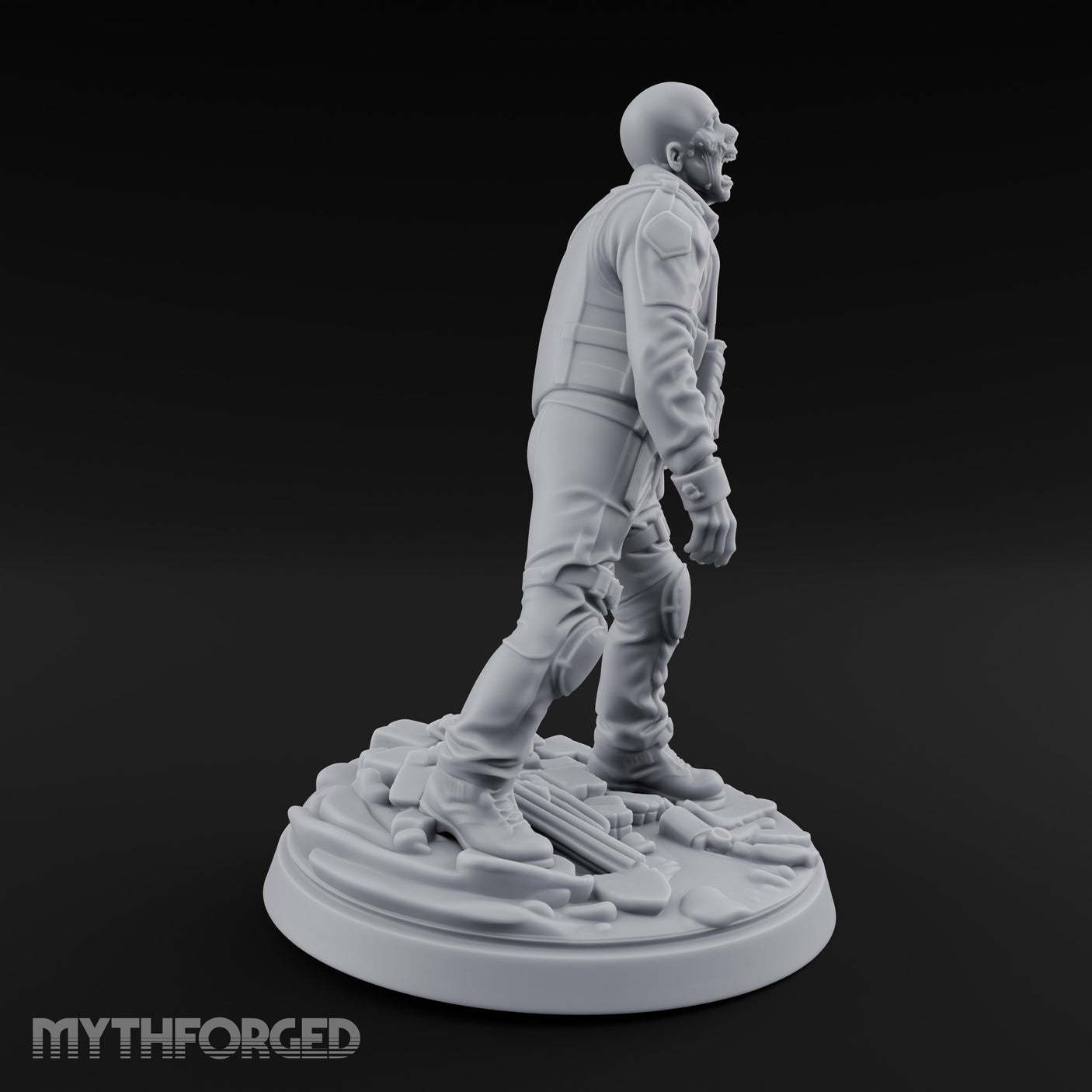 Tactical Vest Snarling Zombie Soldier Miniature for Dungeons and Dragons, Pathfinder or other TTRPGs