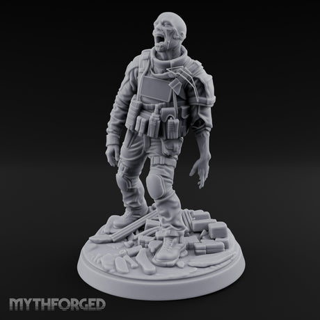 Tactical Vest Snarling Zombie Soldier Miniature for Dungeons and Dragons, Pathfinder or other TTRPGs