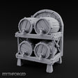 Tap-Fitted Stave-Grained Tavern Barrel Rack Miniature for Dungeons and Dragons, Pathfinder or other TTRPGs