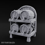 Tap-Fitted Stave-Grained Tavern Barrel Rack Miniature for Dungeons and Dragons, Pathfinder or other TTRPGs