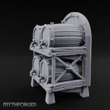 Tap-Fitted Stave-Grained Tavern Barrel Rack Miniature for Dungeons and Dragons, Pathfinder or other TTRPGs