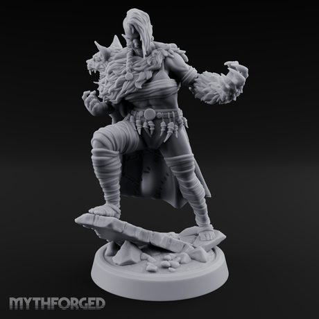 Fur Rippling Stride Half Orc Warrior Miniature for Dungeons and Dragons, Pathfinder or other TTRPGs