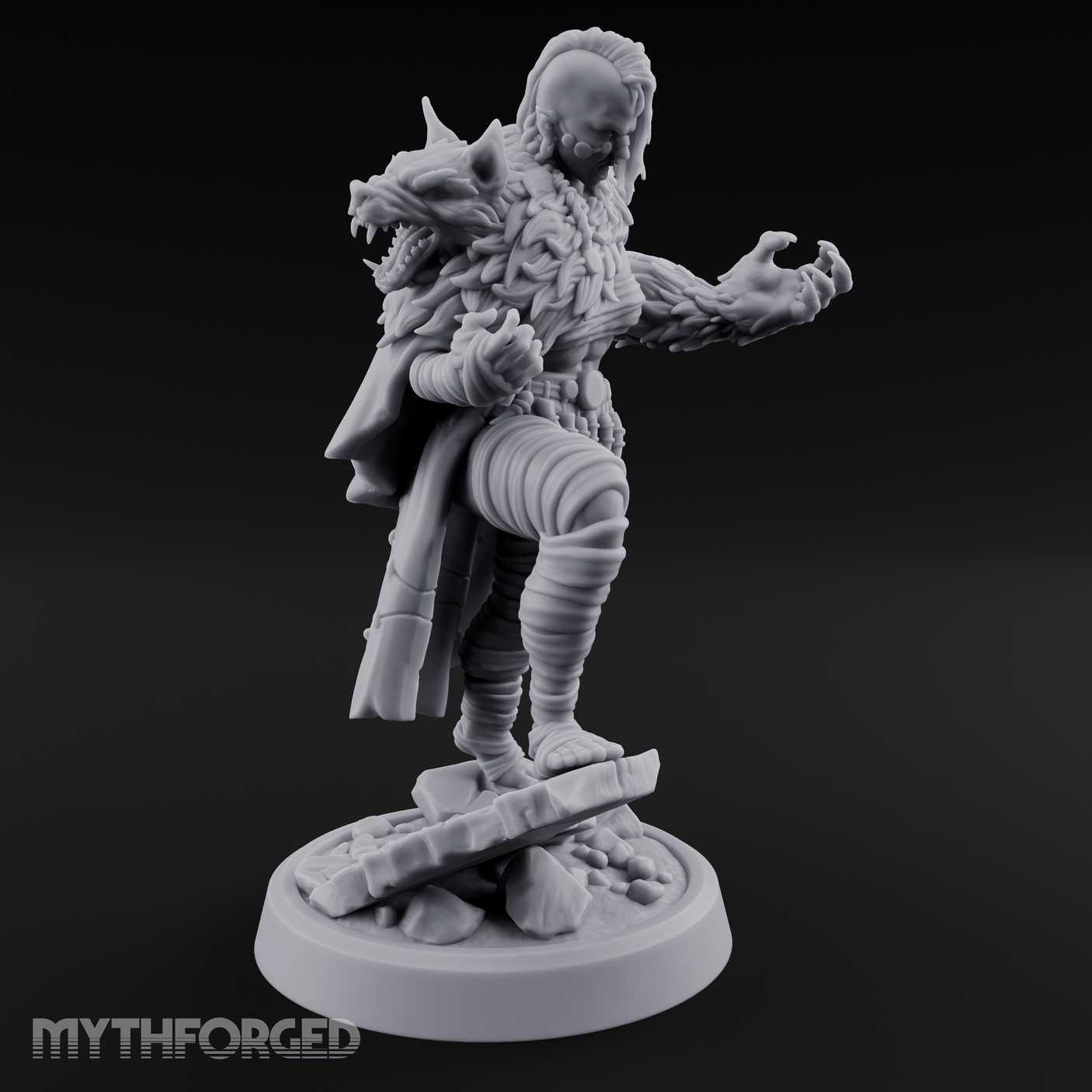Fur Rippling Stride Half Orc Warrior Miniature for Dungeons and Dragons, Pathfinder or other TTRPGs