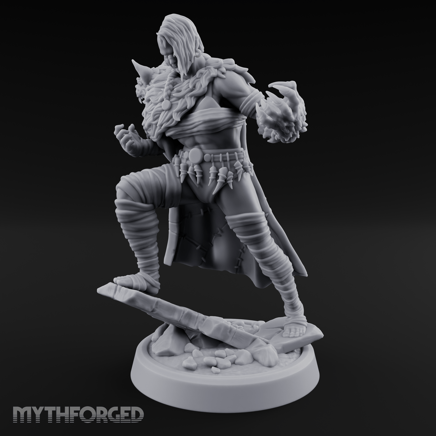 Fur Rippling Stride Half Orc Warrior Miniature for Dungeons and Dragons, Pathfinder or other TTRPGs