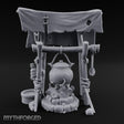 Tarp-Sheltered Ladle-Hung Camp Cooking Station Miniature for Dungeons and Dragons, Pathfinder or other TTRPGs
