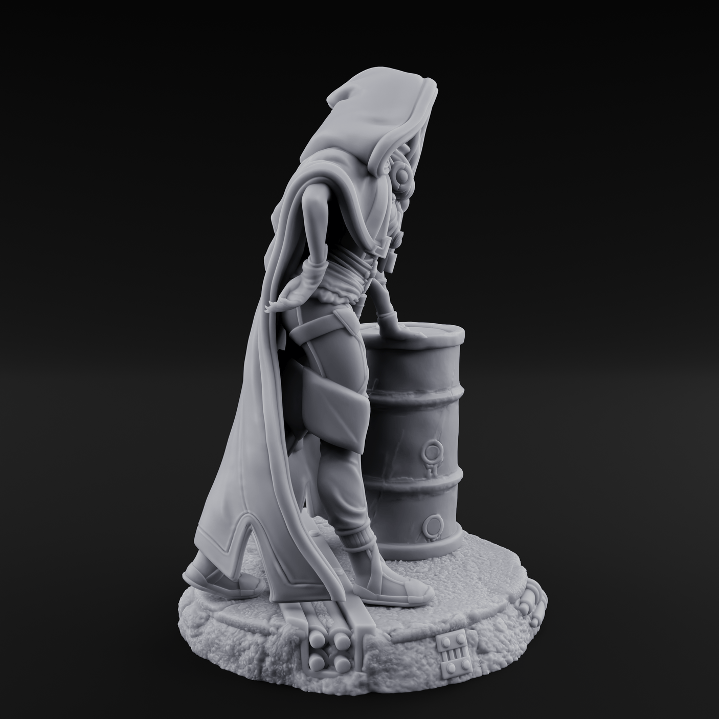 Barrel Leaning Human Scavenger Miniature for Dungeons and Dragons, Pathfinder or other TTRPGs