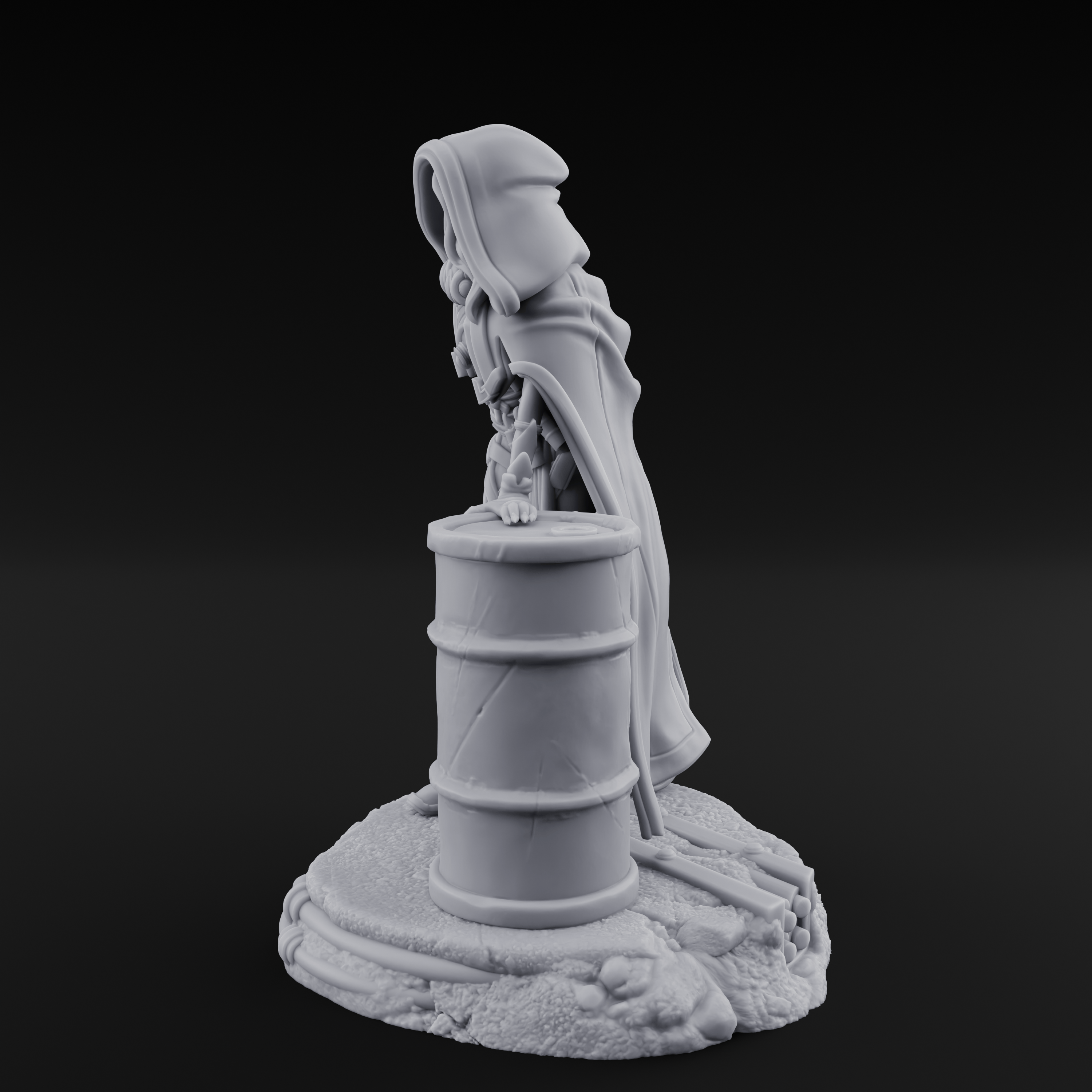 Barrel Leaning Human Scavenger