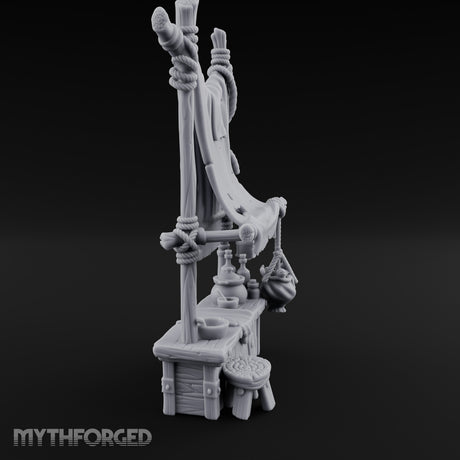 Tattered-Awning Pot-Hung Market Herbalist Stall Miniature for Dungeons and Dragons, Pathfinder or other TTRPGs