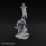 Tattered Banner Planting Orc Warlord Miniature for Dungeons and Dragons, Pathfinder or other TTRPGs