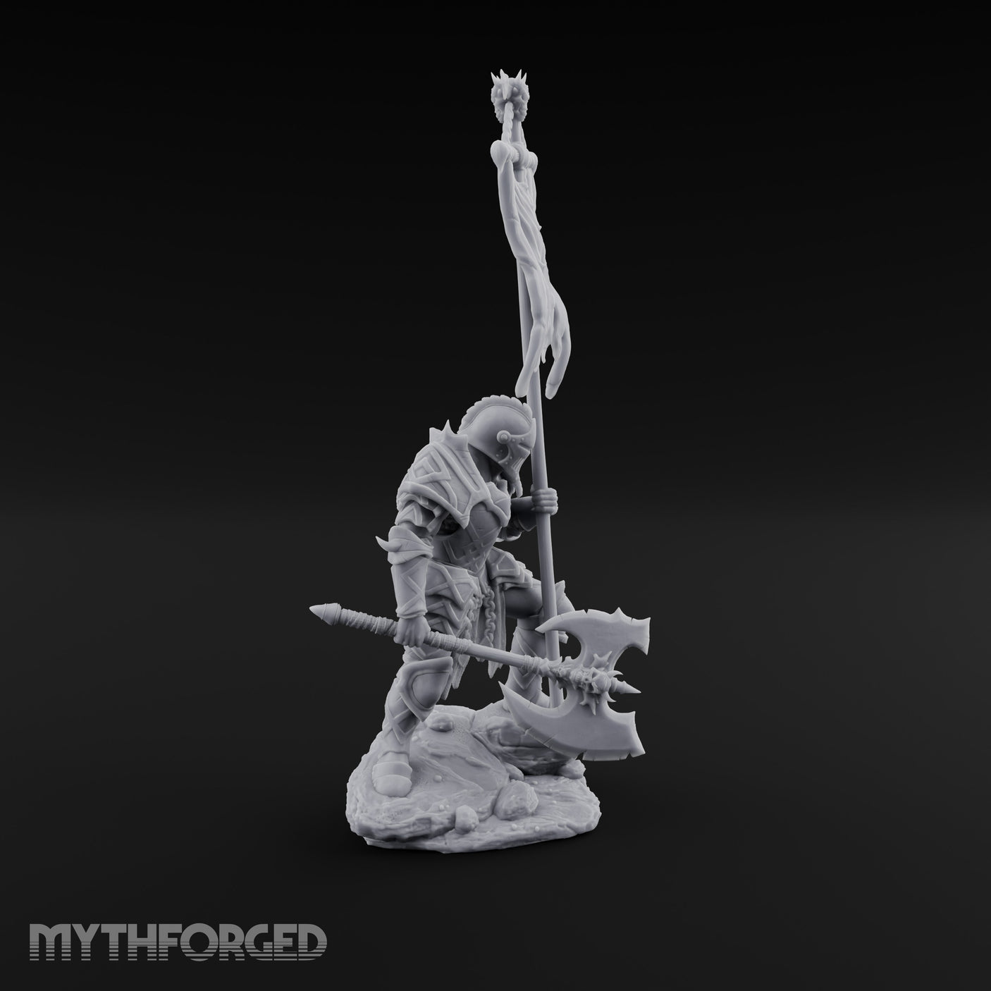 Tattered Banner Planting Orc Warlord Miniature for Dungeons and Dragons, Pathfinder or other TTRPGs