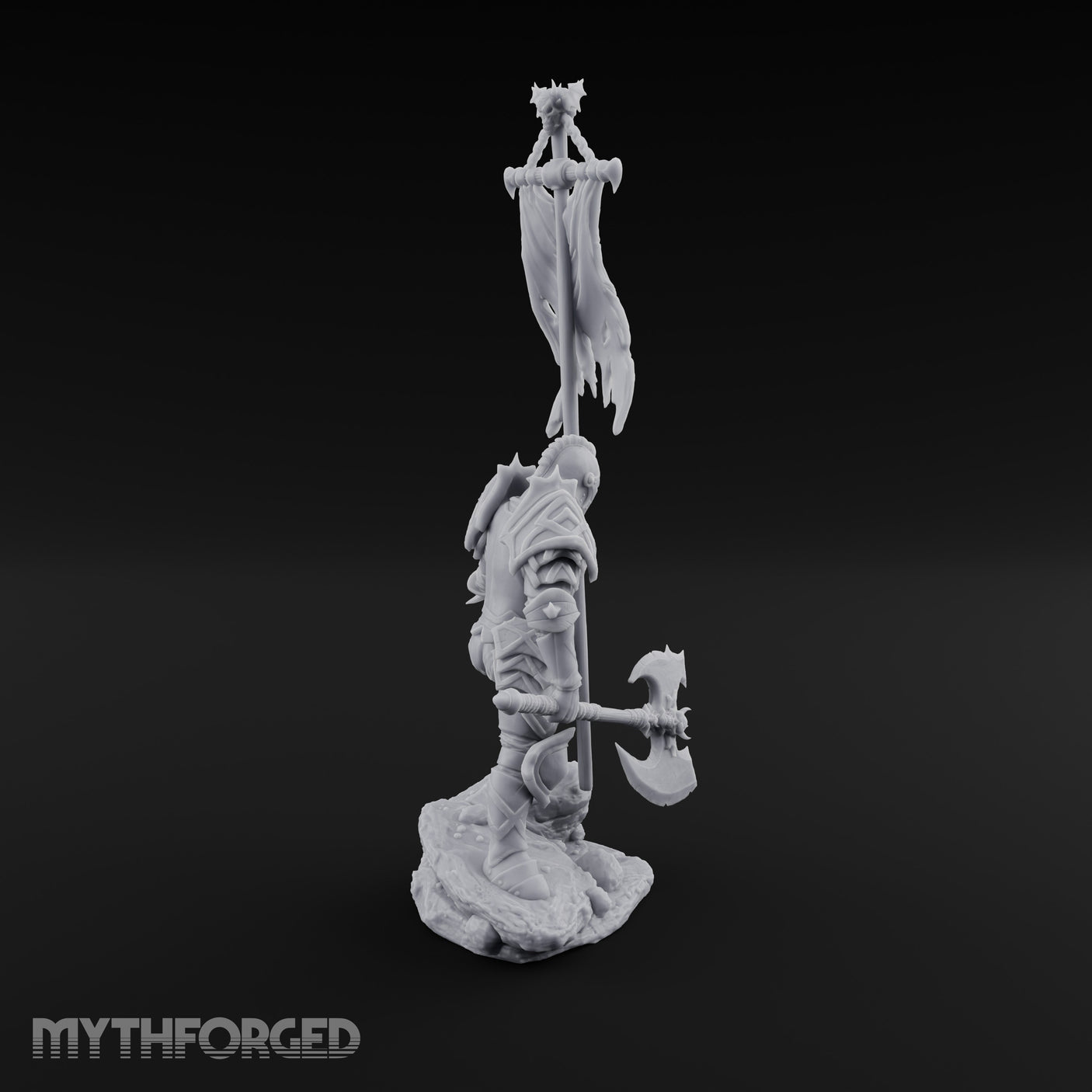 Tattered Banner Planting Orc Warlord Miniature for Dungeons and Dragons, Pathfinder or other TTRPGs
