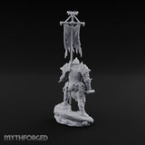 Tattered Banner Planting Orc Warlord Miniature for Dungeons and Dragons, Pathfinder or other TTRPGs
