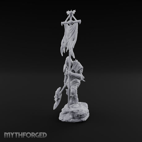 Tattered Banner Planting Orc Warlord Miniature for Dungeons and Dragons, Pathfinder or other TTRPGs