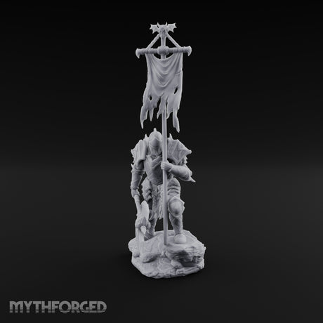 Tattered Banner Planting Orc Warlord Miniature for Dungeons and Dragons, Pathfinder or other TTRPGs