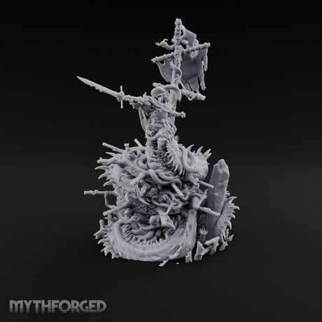 Tattered Banner Sword Thrusting Mutated Undead Pirate Captain Miniature for Dungeons and Dragons, Pathfinder or other TTRPGs