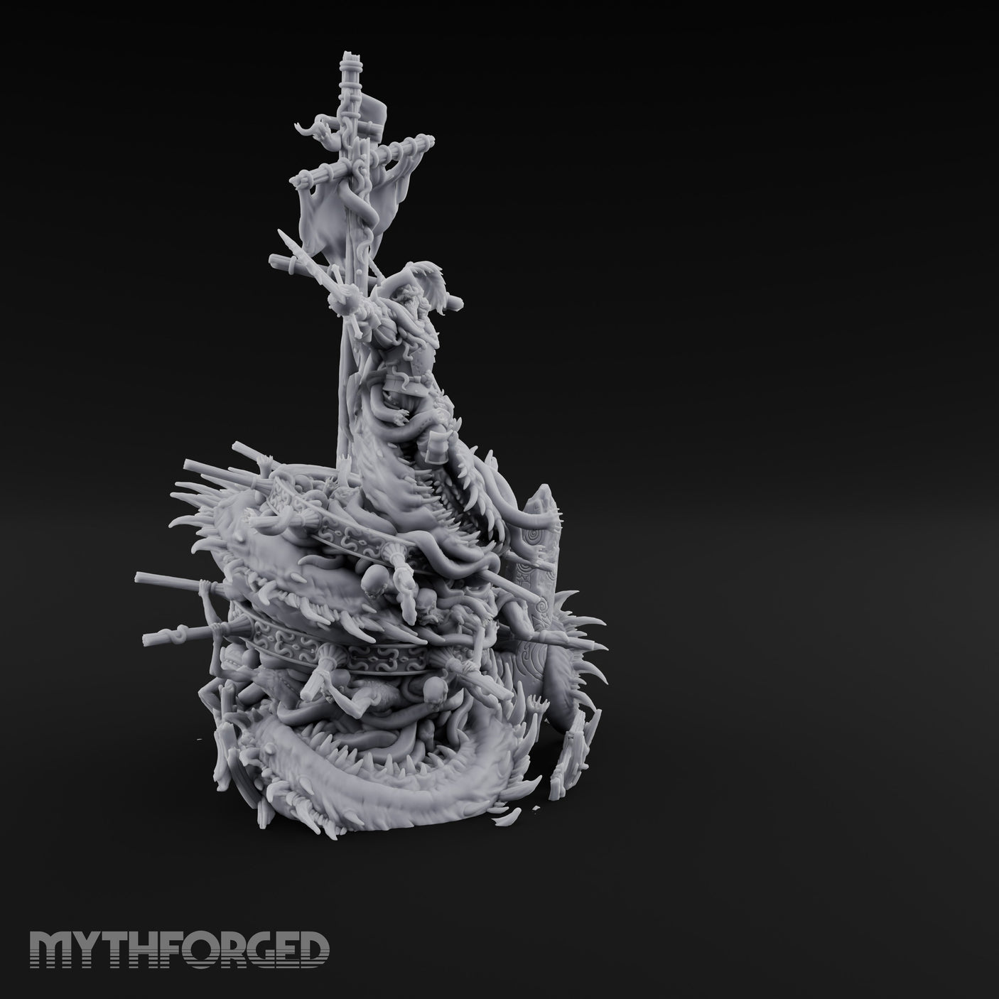 Tattered Banner Sword Thrusting Mutated Undead Pirate Captain Miniature for Dungeons and Dragons, Pathfinder or other TTRPGs