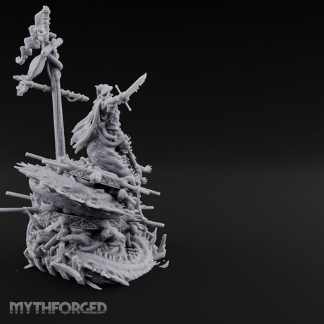 Tattered Banner Sword Thrusting Mutated Undead Pirate Captain Miniature for Dungeons and Dragons, Pathfinder or other TTRPGs
