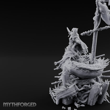 Tattered Banner Sword Thrusting Mutated Undead Pirate Captain Miniature for Dungeons and Dragons, Pathfinder or other TTRPGs